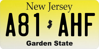 NJ license plate A81AHF