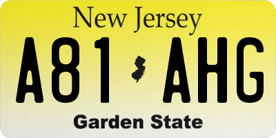 NJ license plate A81AHG