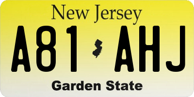 NJ license plate A81AHJ