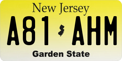 NJ license plate A81AHM