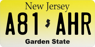 NJ license plate A81AHR