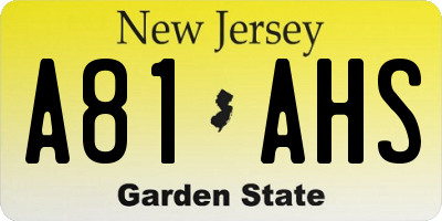 NJ license plate A81AHS