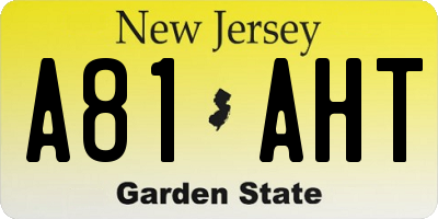 NJ license plate A81AHT