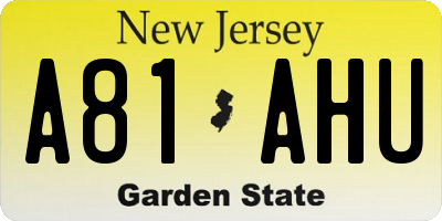 NJ license plate A81AHU