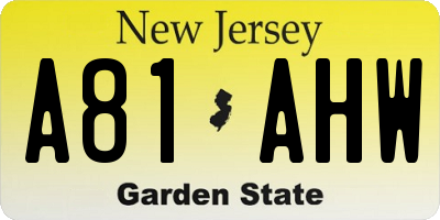 NJ license plate A81AHW