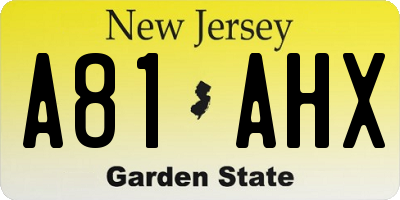 NJ license plate A81AHX