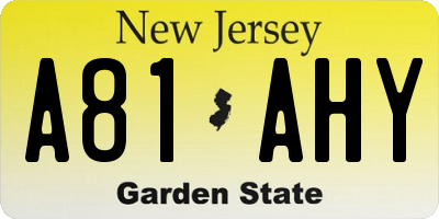 NJ license plate A81AHY
