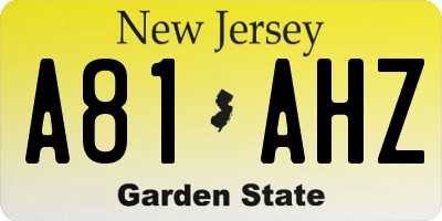 NJ license plate A81AHZ