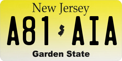 NJ license plate A81AIA