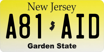 NJ license plate A81AID