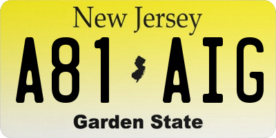 NJ license plate A81AIG
