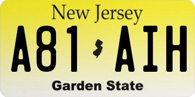 NJ license plate A81AIH
