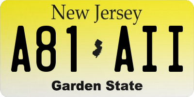 NJ license plate A81AII