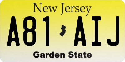 NJ license plate A81AIJ