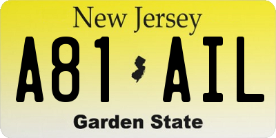 NJ license plate A81AIL