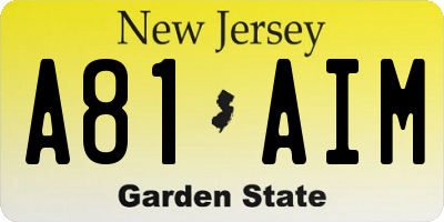 NJ license plate A81AIM