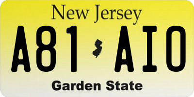 NJ license plate A81AIO