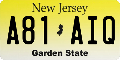 NJ license plate A81AIQ