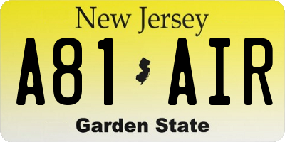 NJ license plate A81AIR