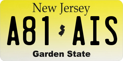NJ license plate A81AIS