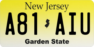 NJ license plate A81AIU