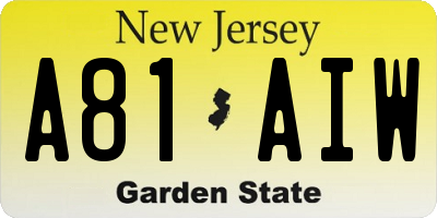 NJ license plate A81AIW