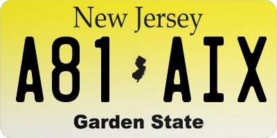 NJ license plate A81AIX