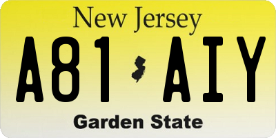 NJ license plate A81AIY