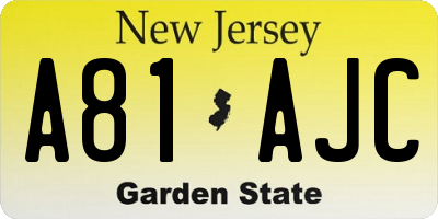 NJ license plate A81AJC