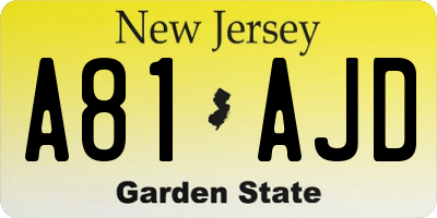 NJ license plate A81AJD