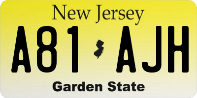 NJ license plate A81AJH