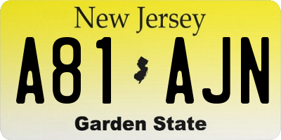 NJ license plate A81AJN