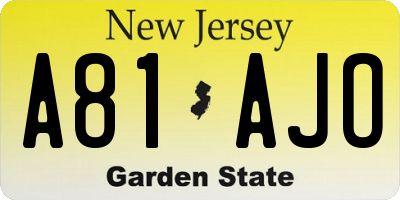 NJ license plate A81AJO