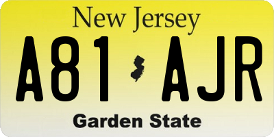 NJ license plate A81AJR