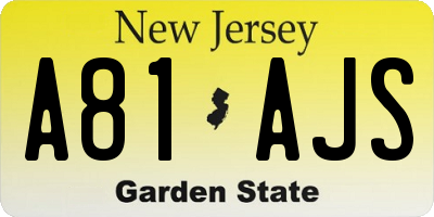 NJ license plate A81AJS