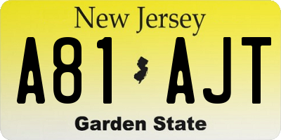 NJ license plate A81AJT
