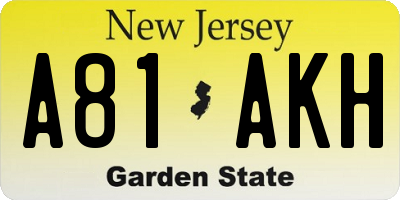 NJ license plate A81AKH