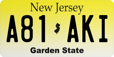 NJ license plate A81AKI