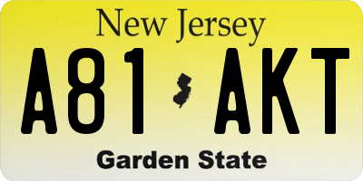 NJ license plate A81AKT