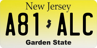 NJ license plate A81ALC