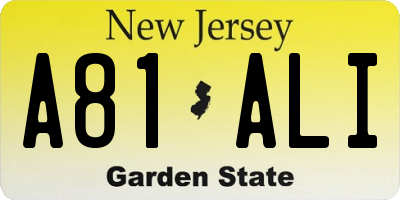 NJ license plate A81ALI