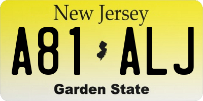 NJ license plate A81ALJ