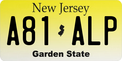 NJ license plate A81ALP