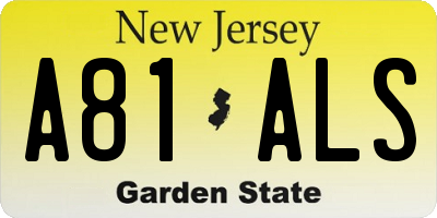 NJ license plate A81ALS