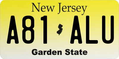 NJ license plate A81ALU