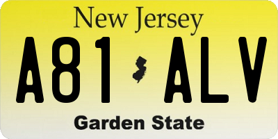NJ license plate A81ALV