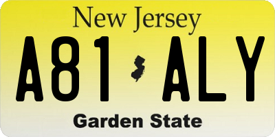 NJ license plate A81ALY