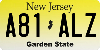 NJ license plate A81ALZ