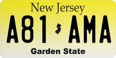 NJ license plate A81AMA
