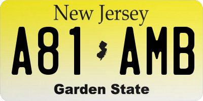 NJ license plate A81AMB